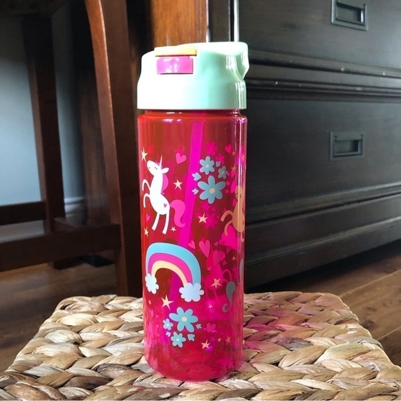 Pink Unicorn flip top water bottle - Picture 2 of 4